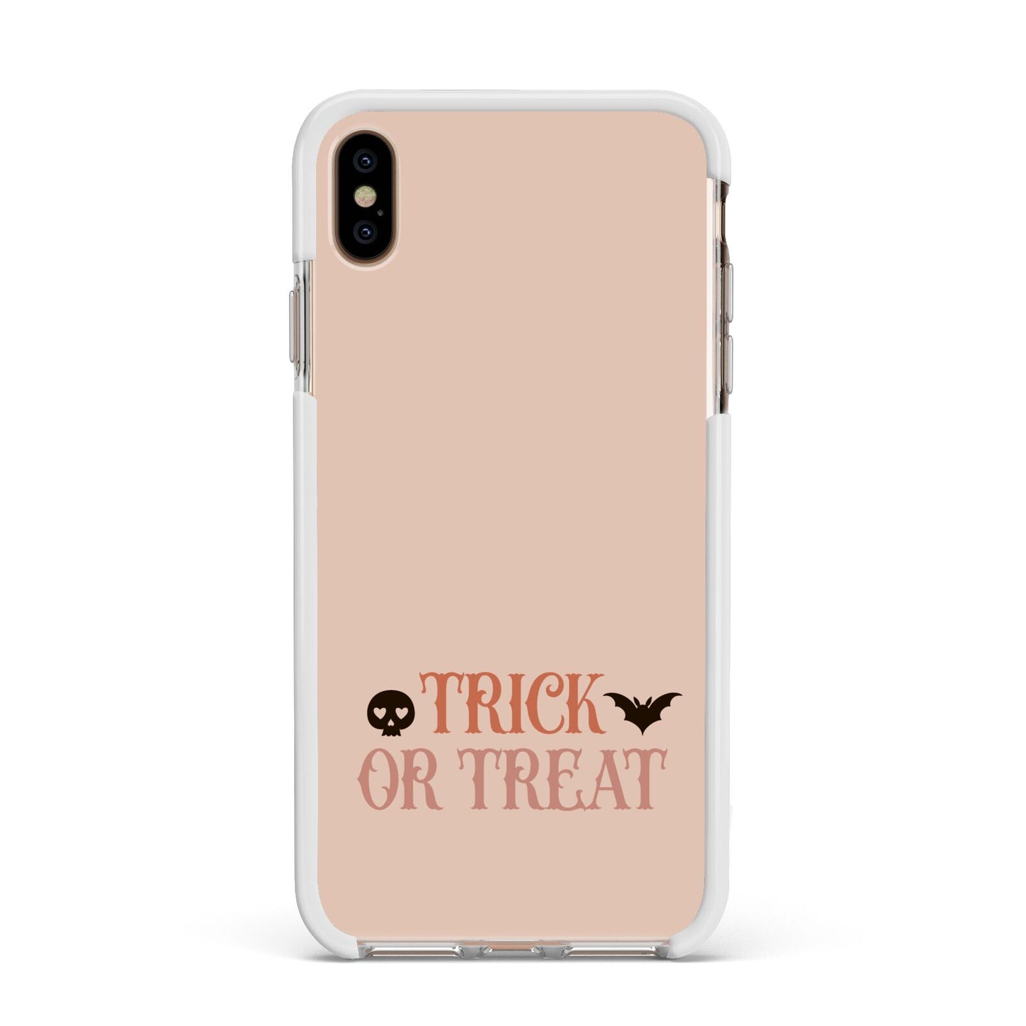 Halloween Trick or Treat Apple iPhone Xs Max Impact Case White Edge on Gold Phone