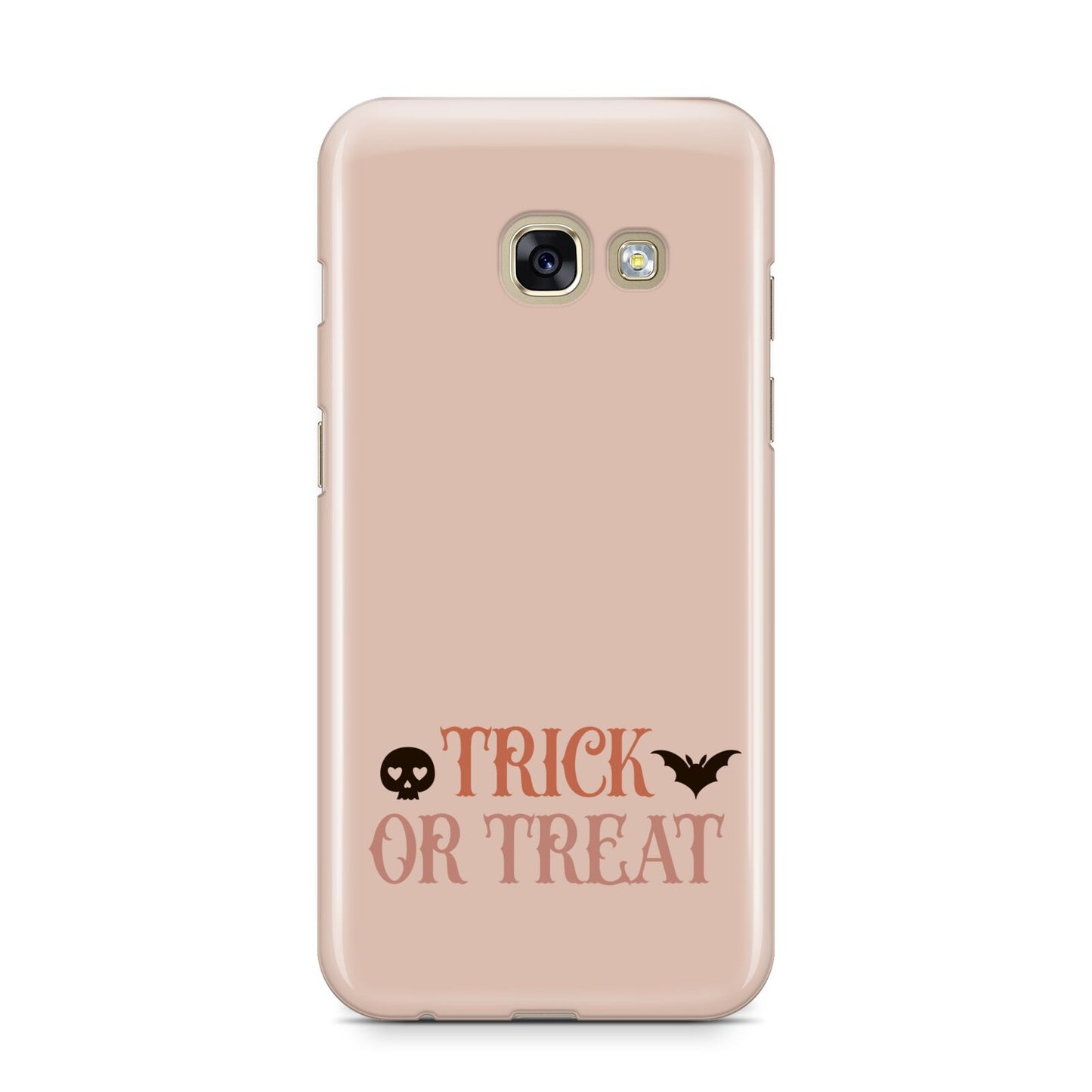 Halloween Trick or Treat Samsung Galaxy A3 2017 Case on gold phone
