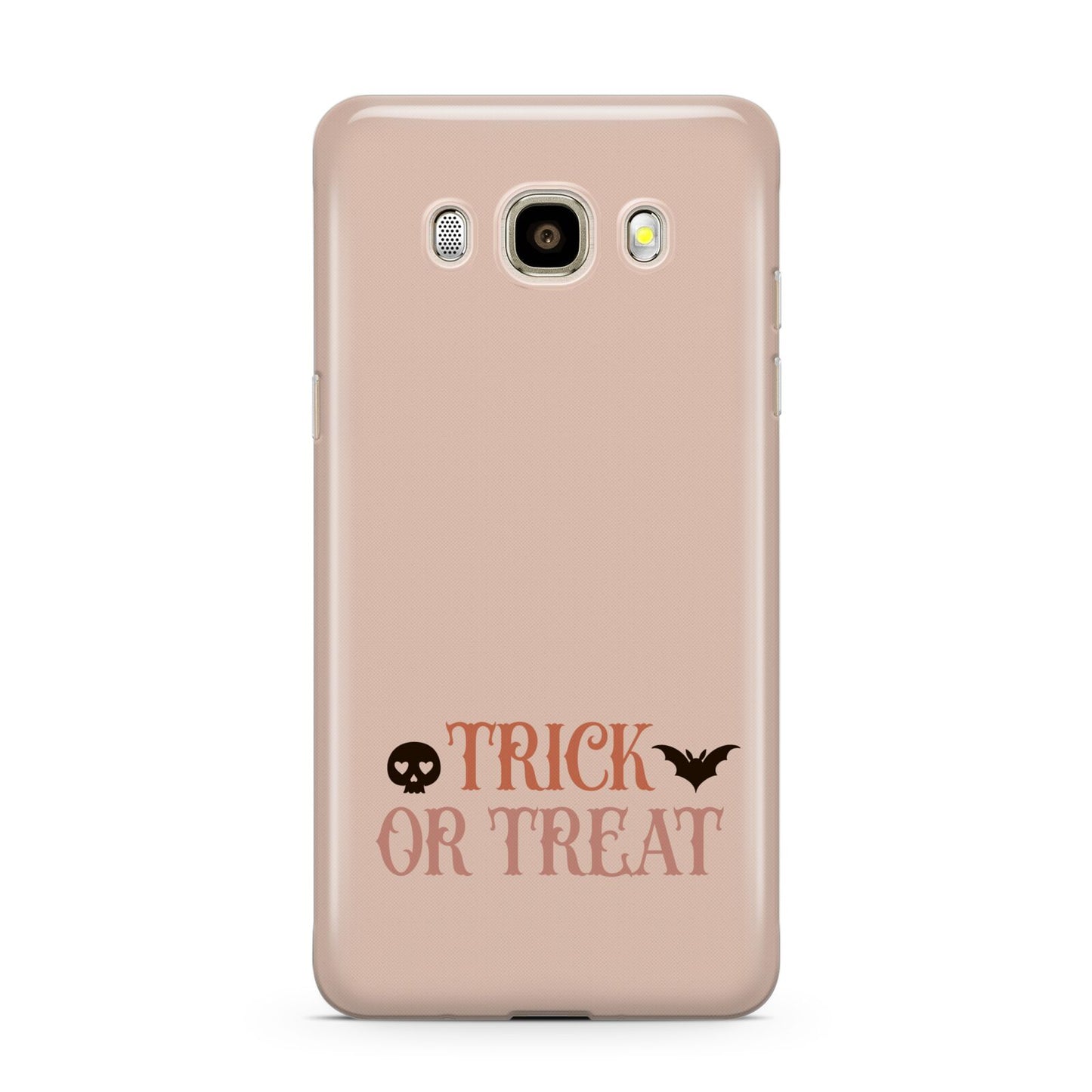 Halloween Trick or Treat Samsung Galaxy J7 2016 Case on gold phone