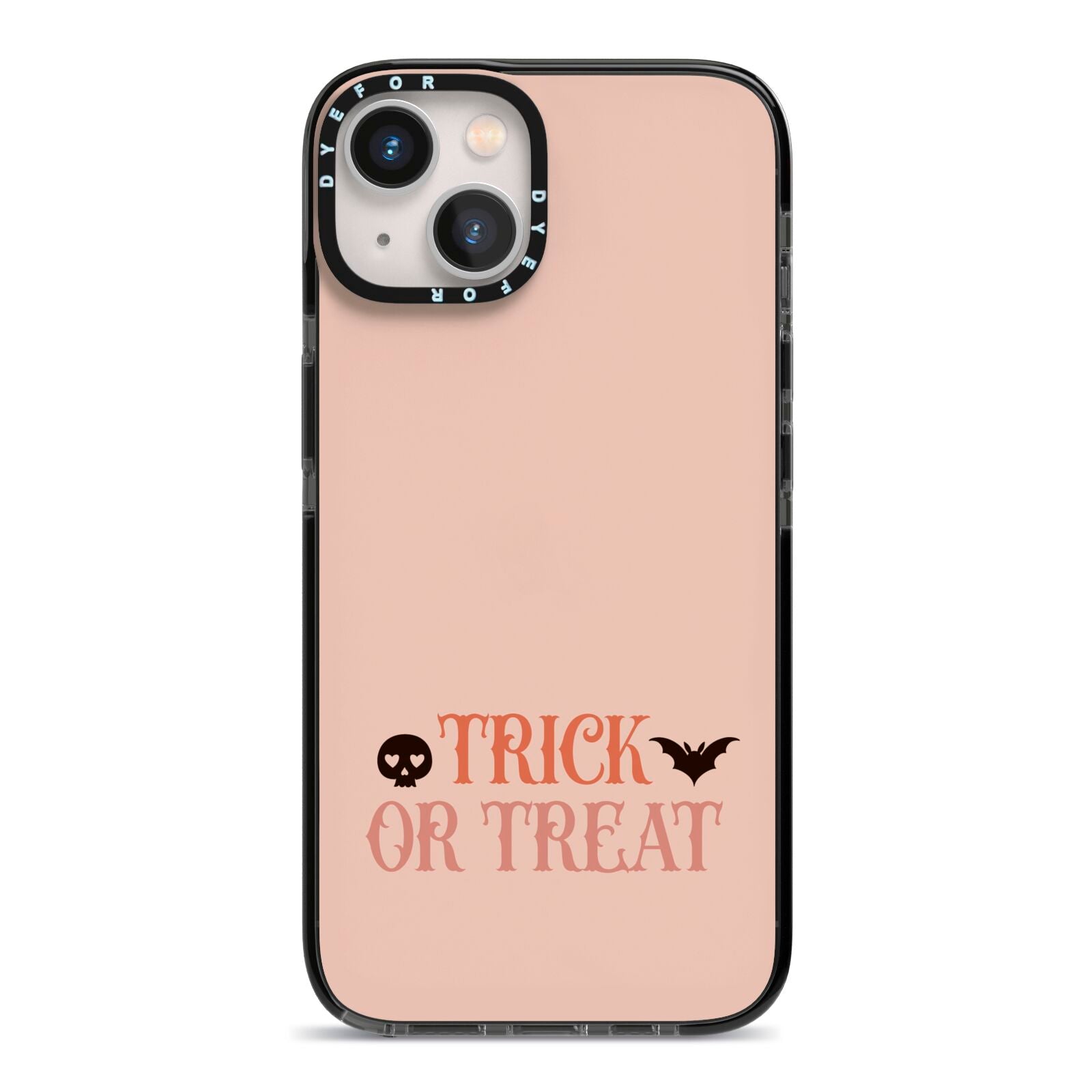 Halloween Trick or Treat iPhone 13 Black Impact Case on Silver phone