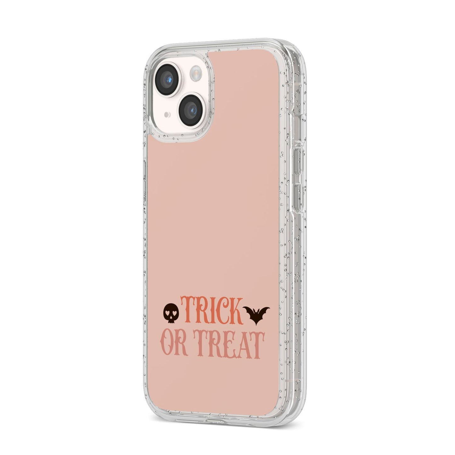 Halloween Trick or Treat iPhone 14 Glitter Tough Case Starlight Angled Image