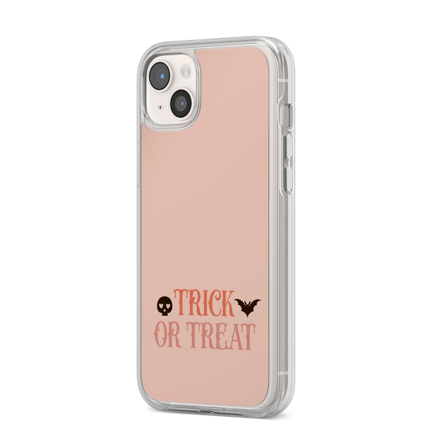 Halloween Trick or Treat iPhone 14 Plus Clear Tough Case Starlight Angled Image