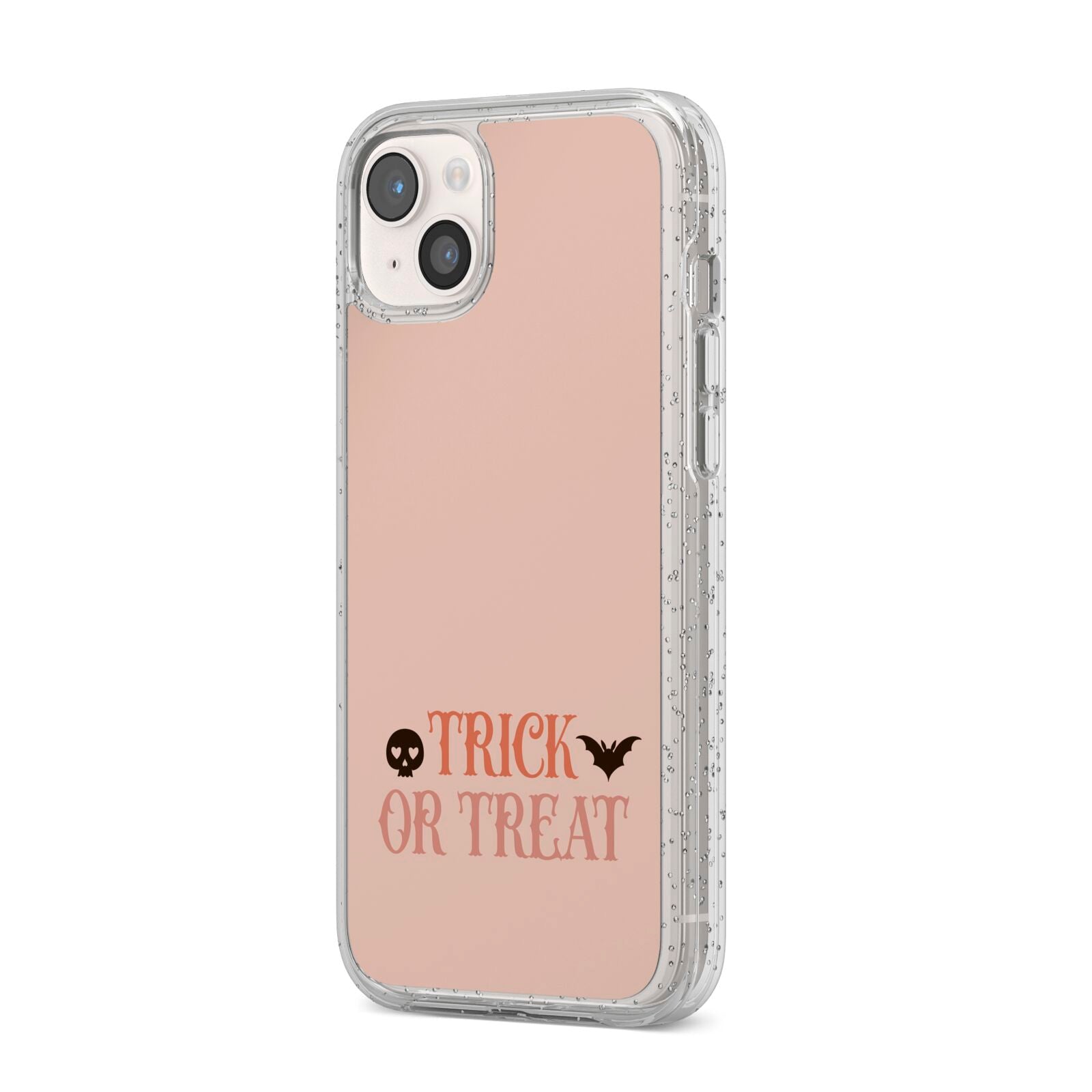 Halloween Trick or Treat iPhone 14 Plus Glitter Tough Case Starlight Angled Image