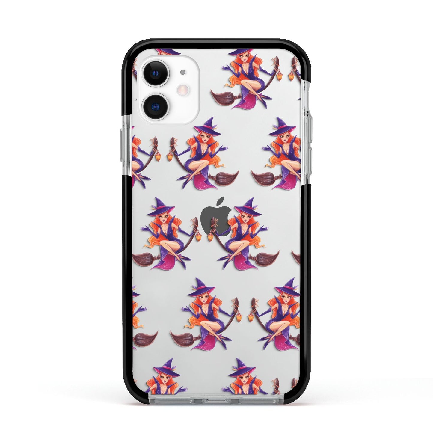Halloween Witch Apple iPhone 11 in White with Black Impact Case