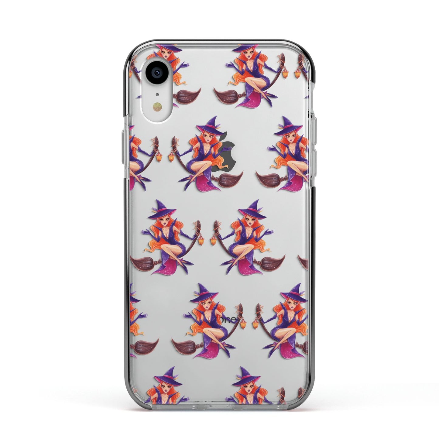 Halloween Witch Apple iPhone XR Impact Case Black Edge on Silver Phone