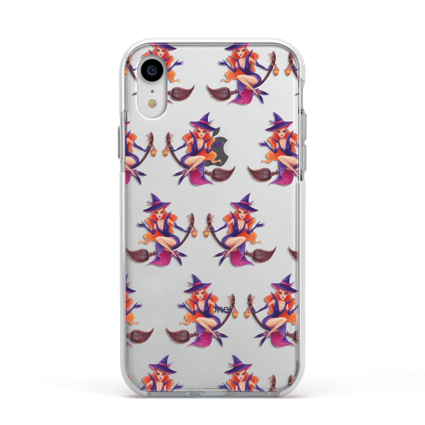 Halloween Witch Apple iPhone XR Impact Case White Edge on Silver Phone