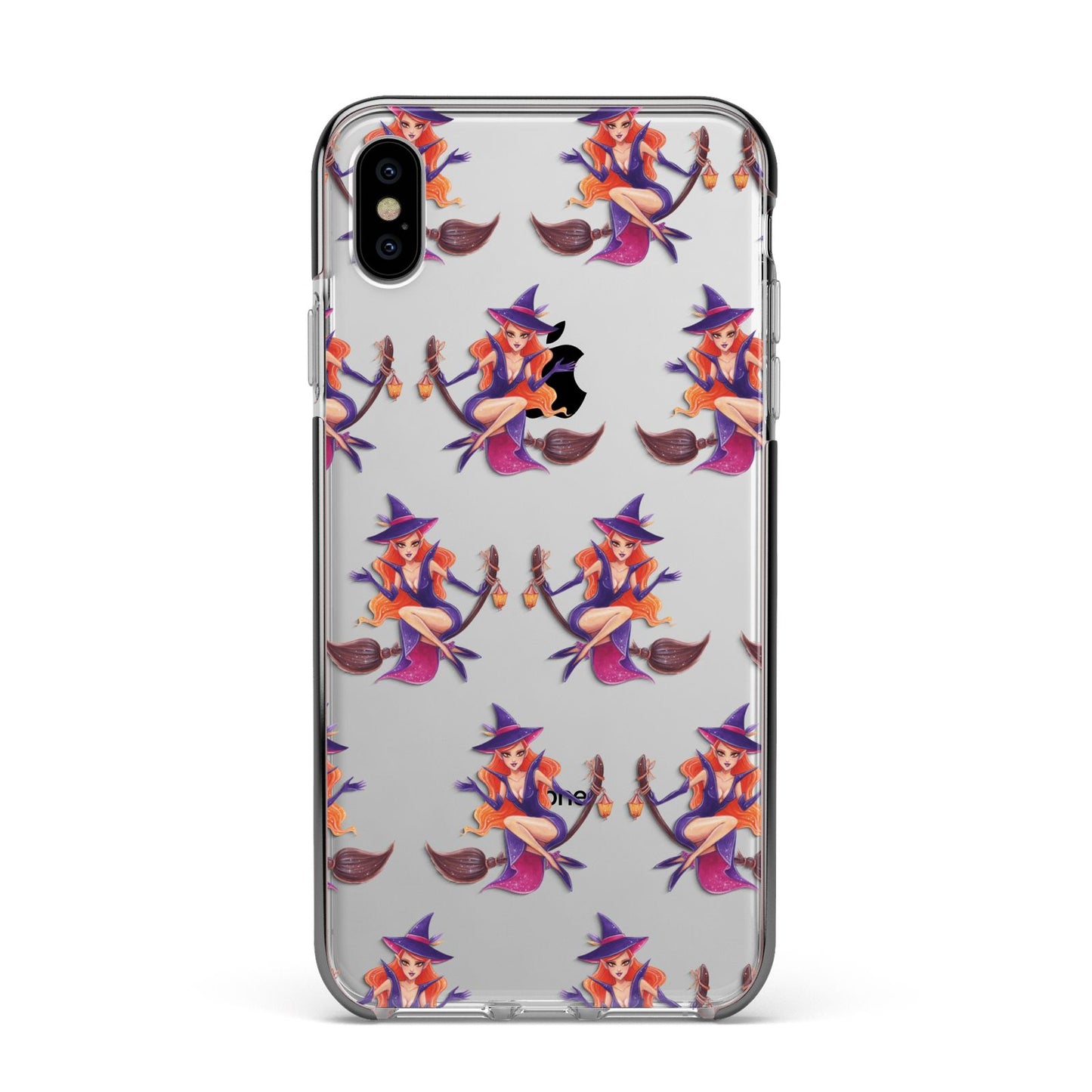 Halloween Witch Apple iPhone Xs Max Impact Case Black Edge on Silver Phone