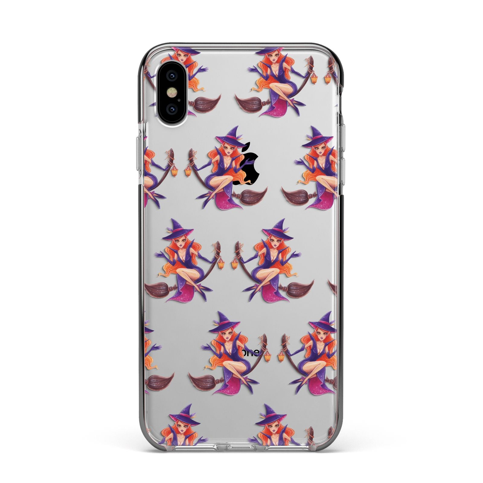 Halloween Witch Apple iPhone Xs Max Impact Case Black Edge on Silver Phone
