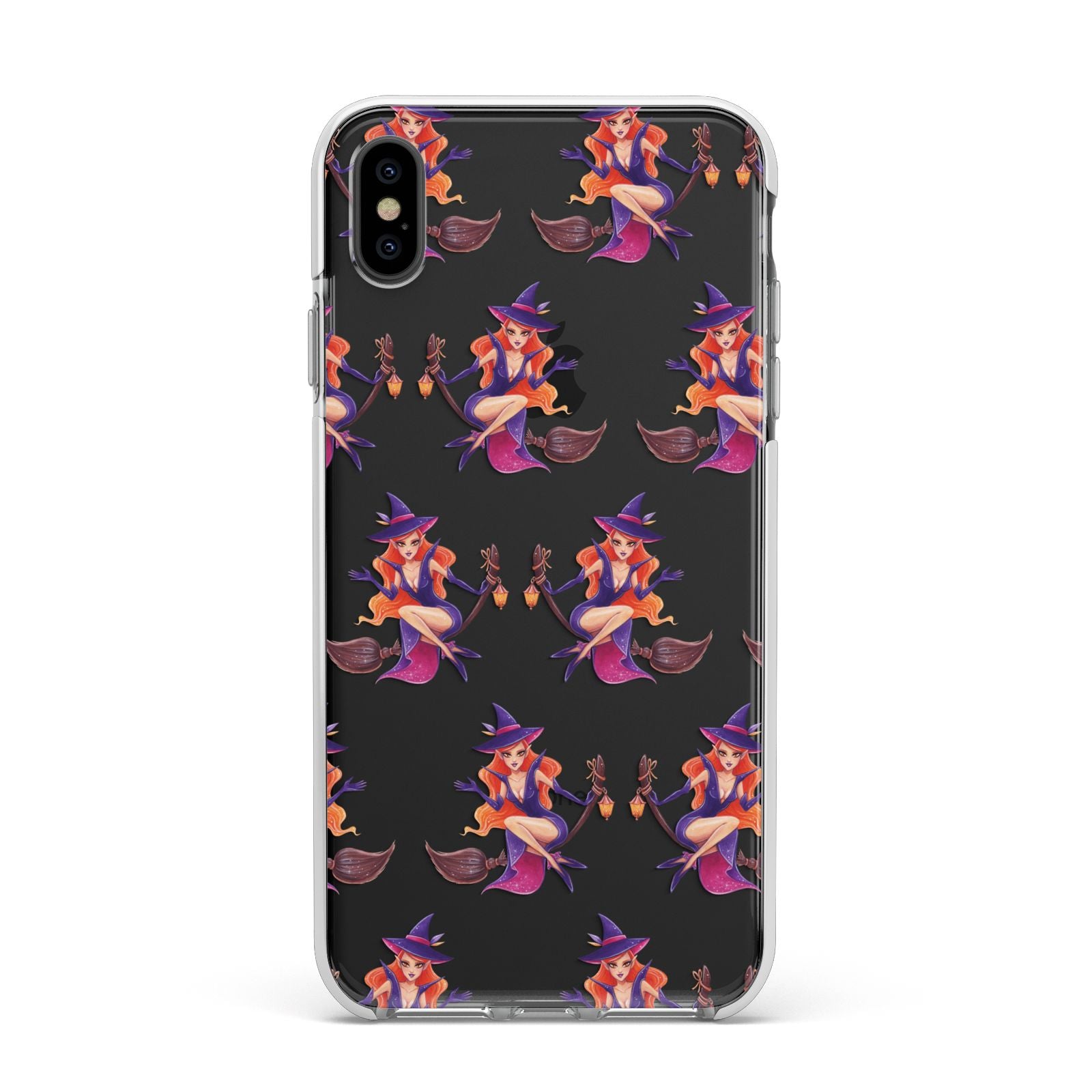 Halloween Witch Apple iPhone Xs Max Impact Case White Edge on Black Phone