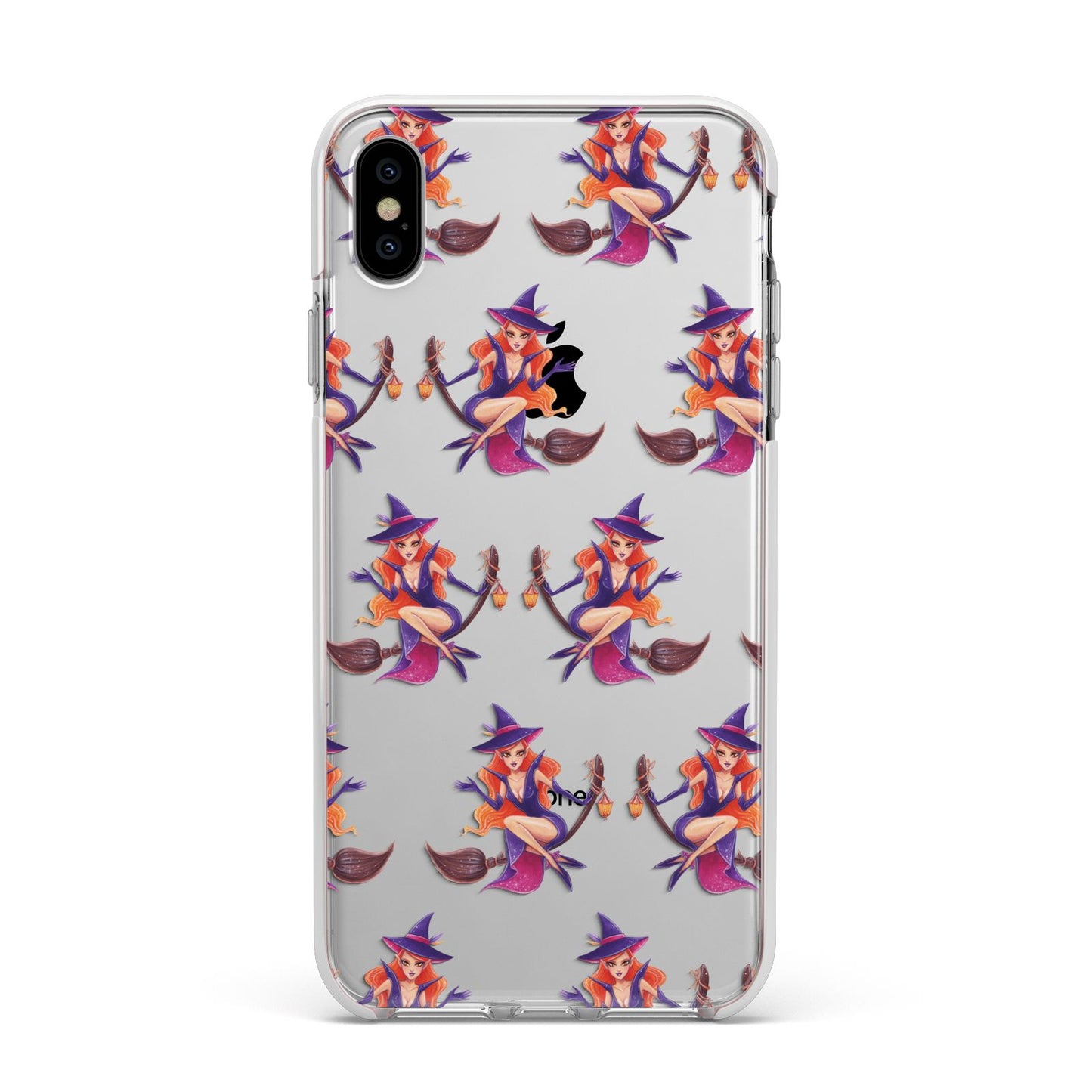 Halloween Witch Apple iPhone Xs Max Impact Case White Edge on Silver Phone