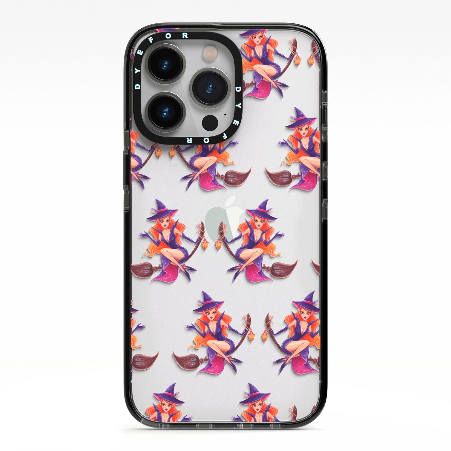 Halloween Witch iPhone 13 Pro Black Impact Case on Silver phone