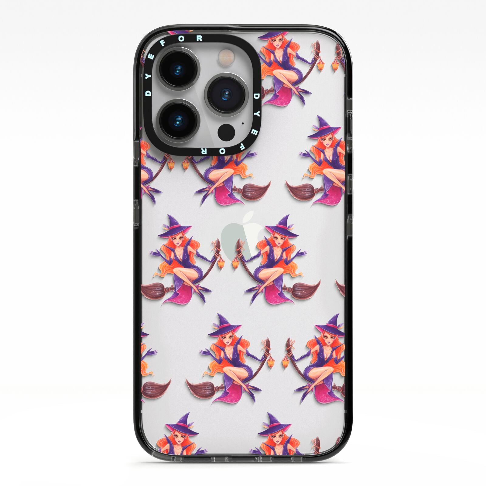 Halloween Witch iPhone 13 Pro Black Impact Case on Silver phone