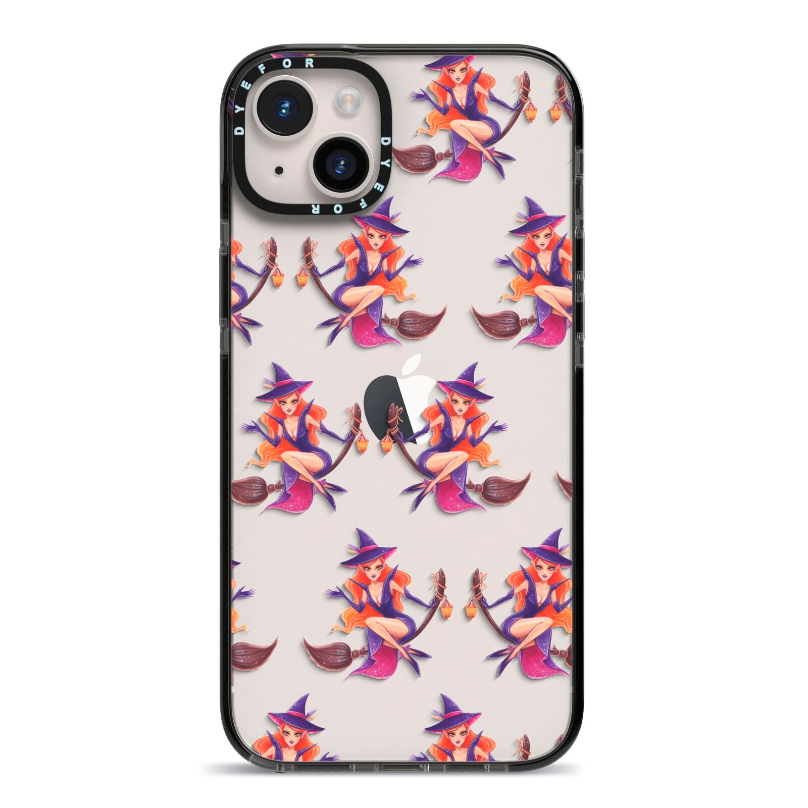 Halloween Witch iPhone 14 Plus Black Impact Case on Silver phone