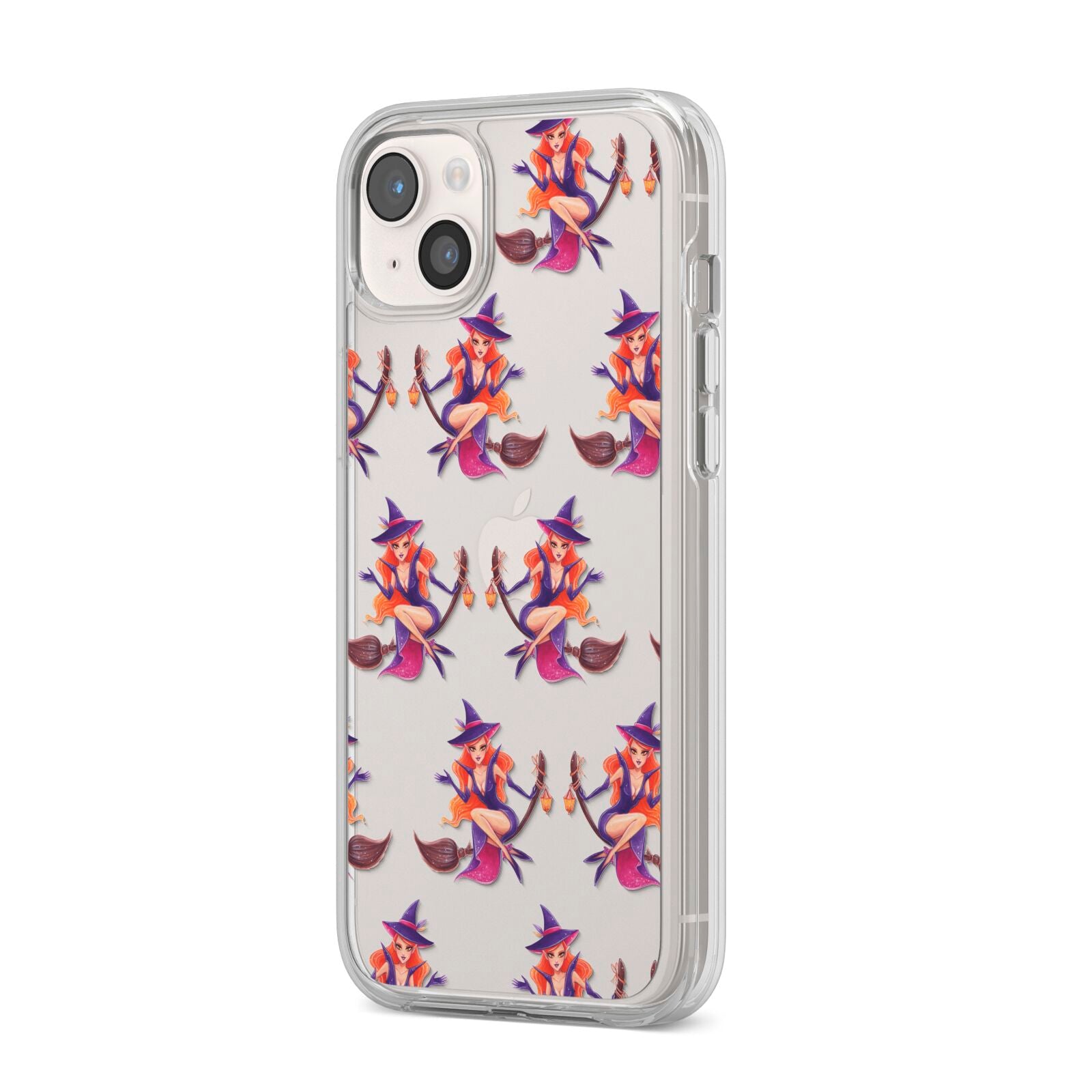 Halloween Witch iPhone 14 Plus Clear Tough Case Starlight Angled Image