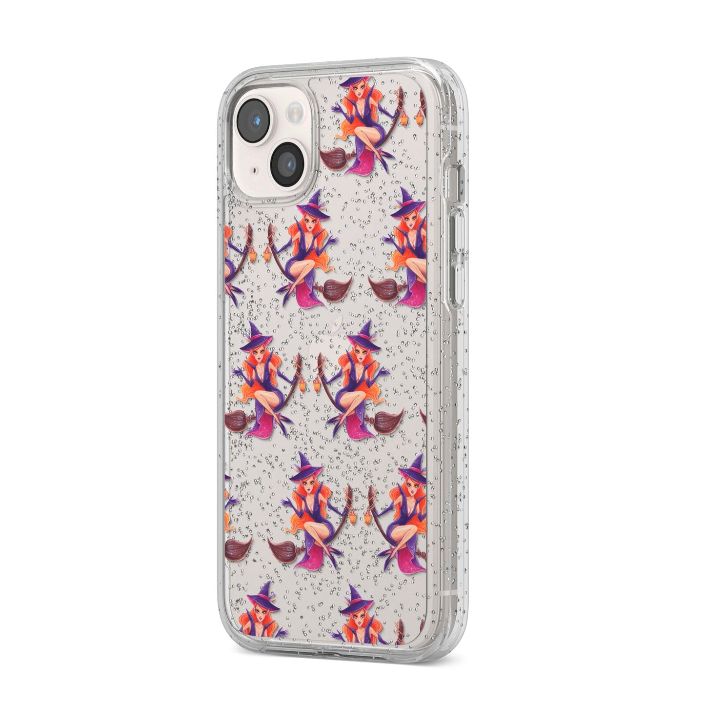 Halloween Witch iPhone 14 Plus Glitter Tough Case Starlight Angled Image