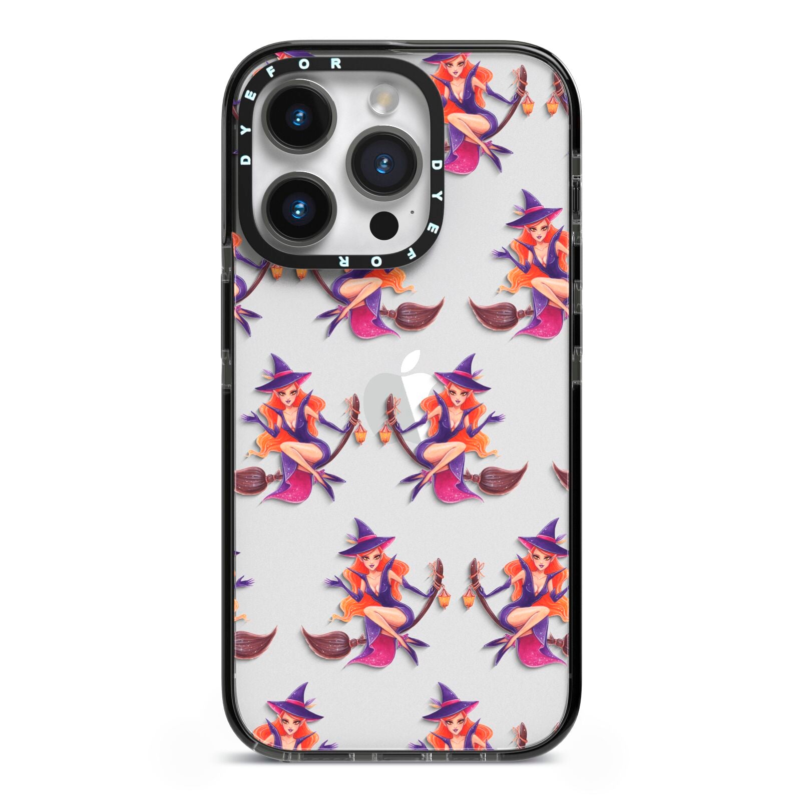 Halloween Witch iPhone 14 Pro Black Impact Case on Silver phone