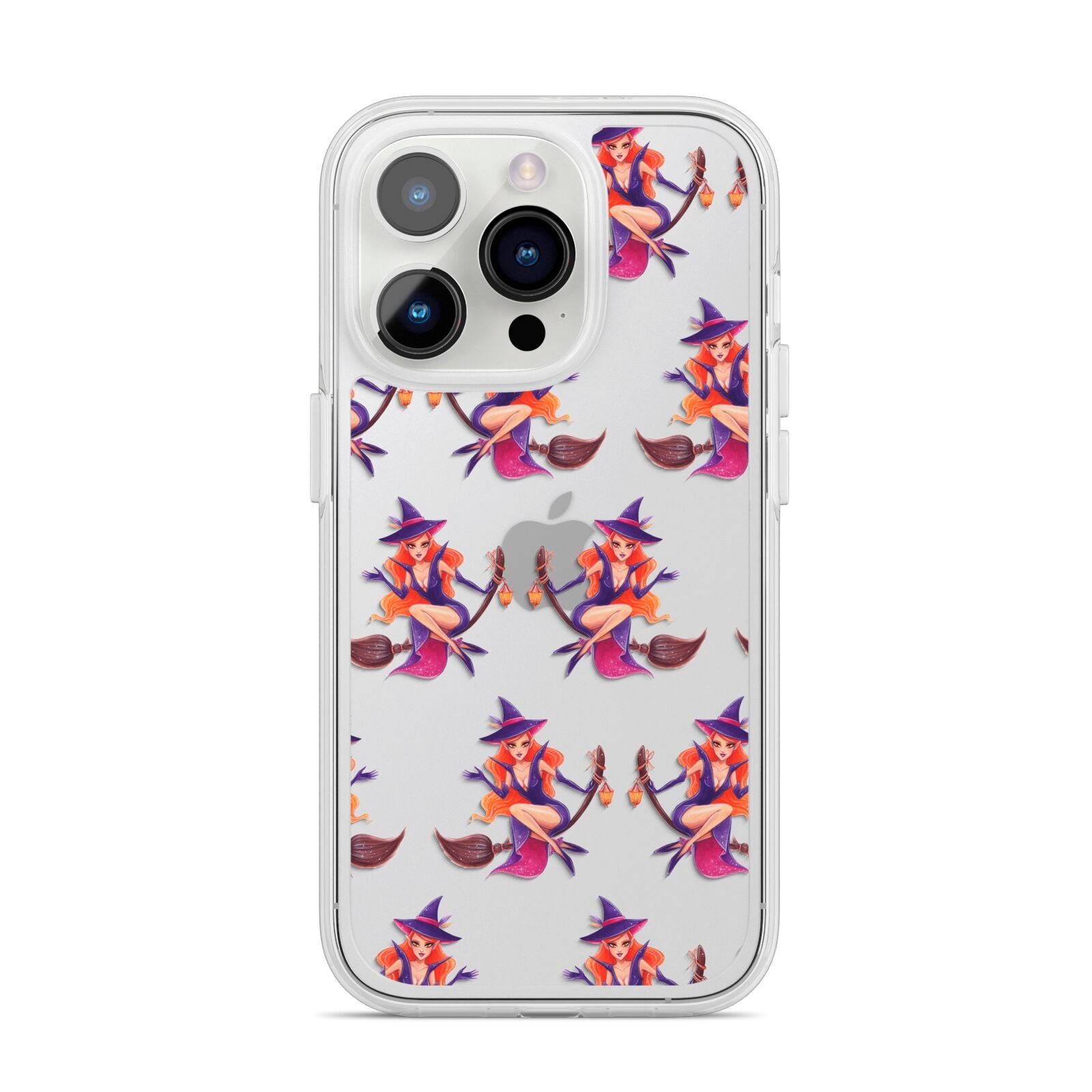 Halloween Witch iPhone 14 Pro Clear Tough Case Silver