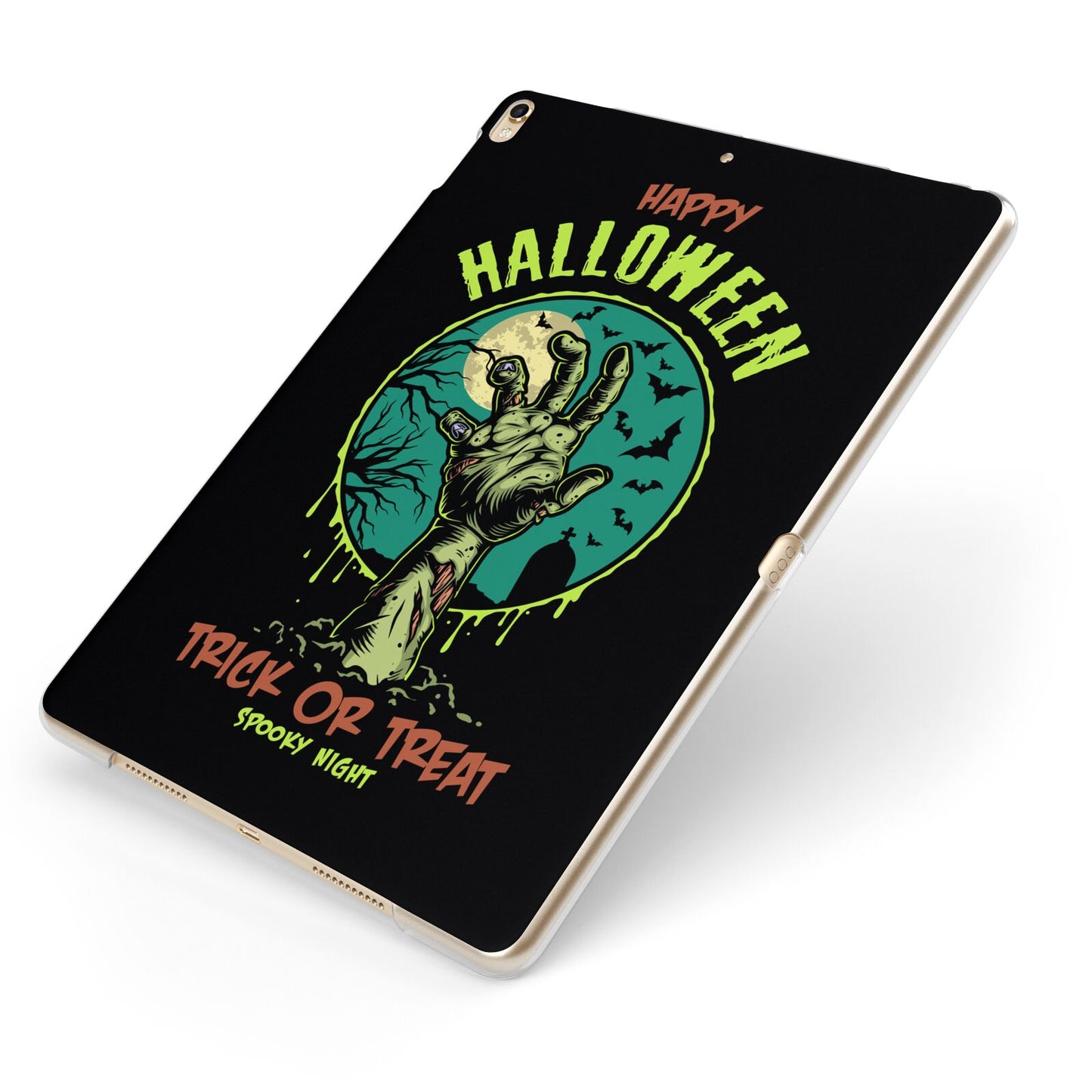 Halloween Zombie Hand Apple iPad Case on Gold iPad Side View