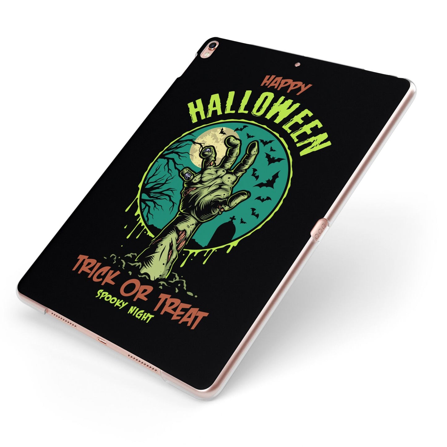 Halloween Zombie Hand Apple iPad Case on Rose Gold iPad Side View