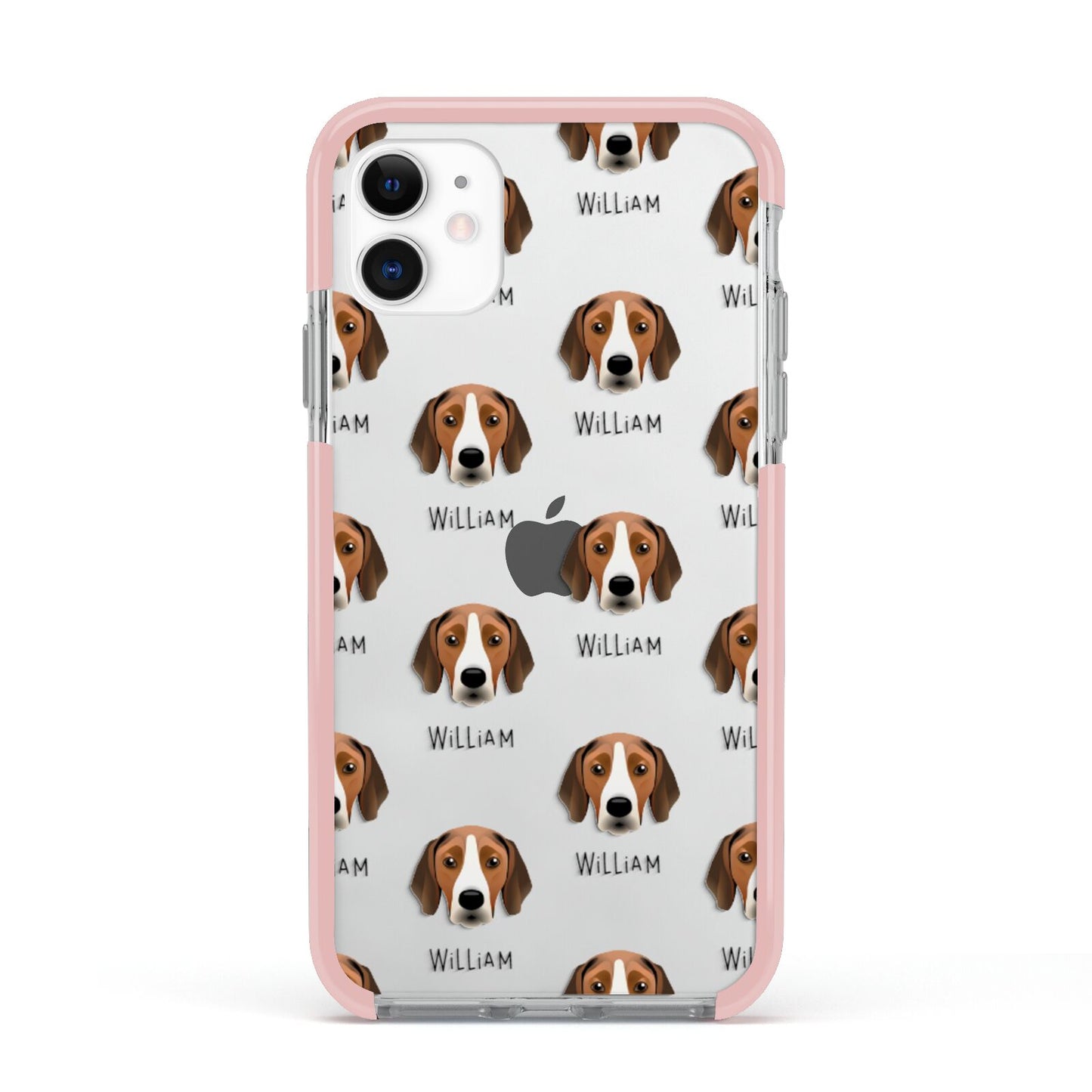Hamiltonstovare Icon with Name Apple iPhone 11 in White with Pink Impact Case