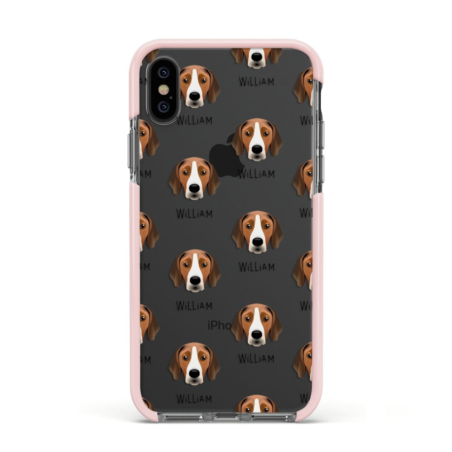 Hamiltonstovare Icon with Name Apple iPhone Xs Impact Case Pink Edge on Black Phone