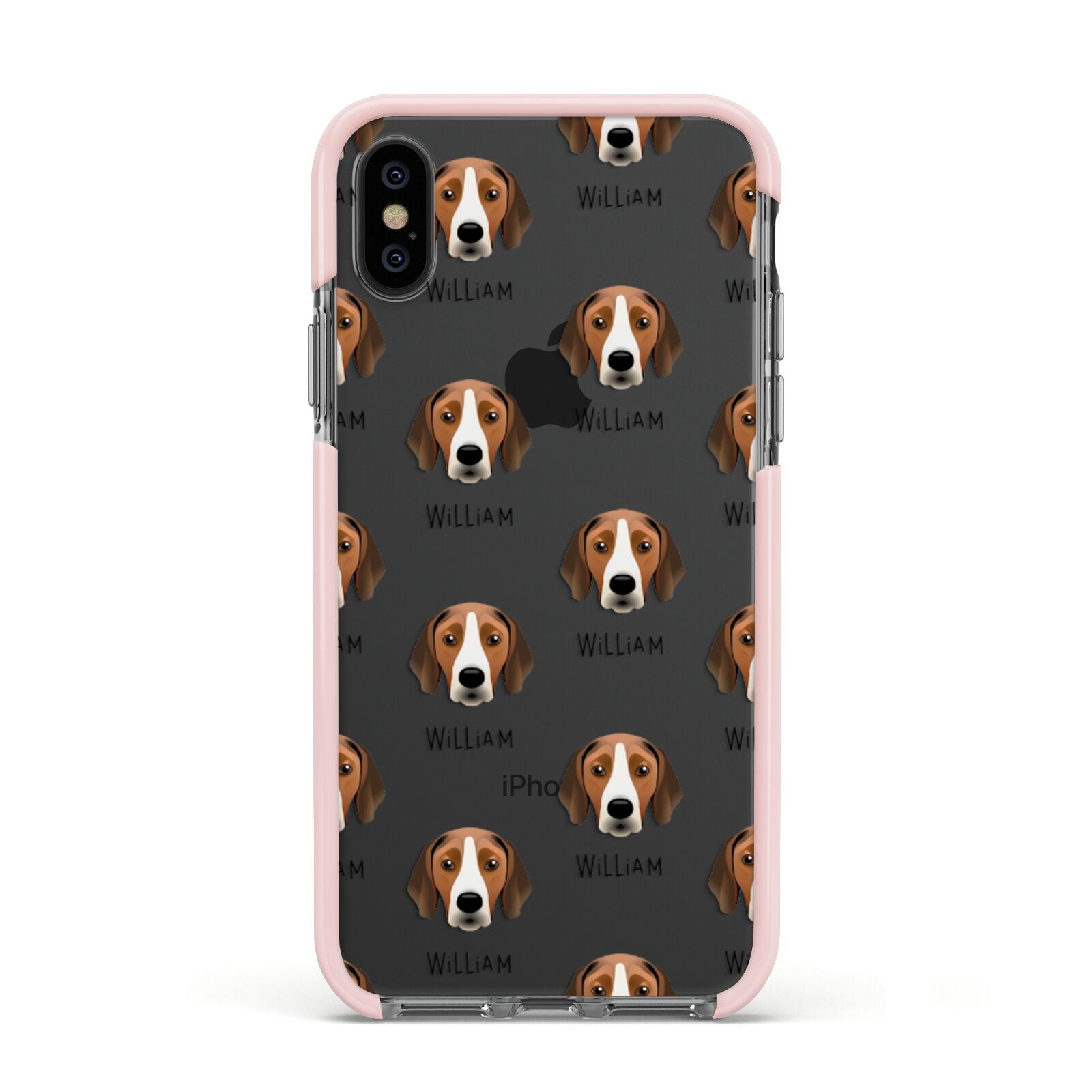 Hamiltonstovare Icon with Name Apple iPhone Xs Impact Case Pink Edge on Black Phone