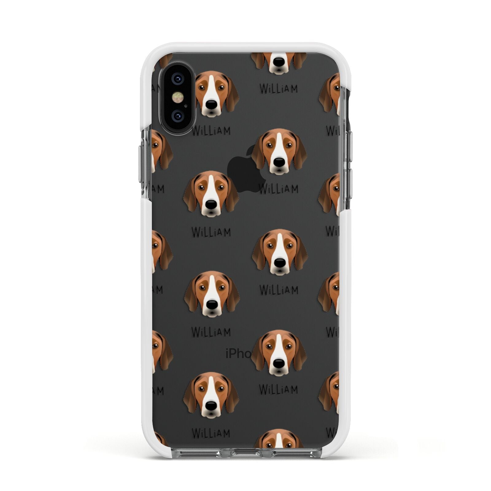 Hamiltonstovare Icon with Name Apple iPhone Xs Impact Case White Edge on Black Phone