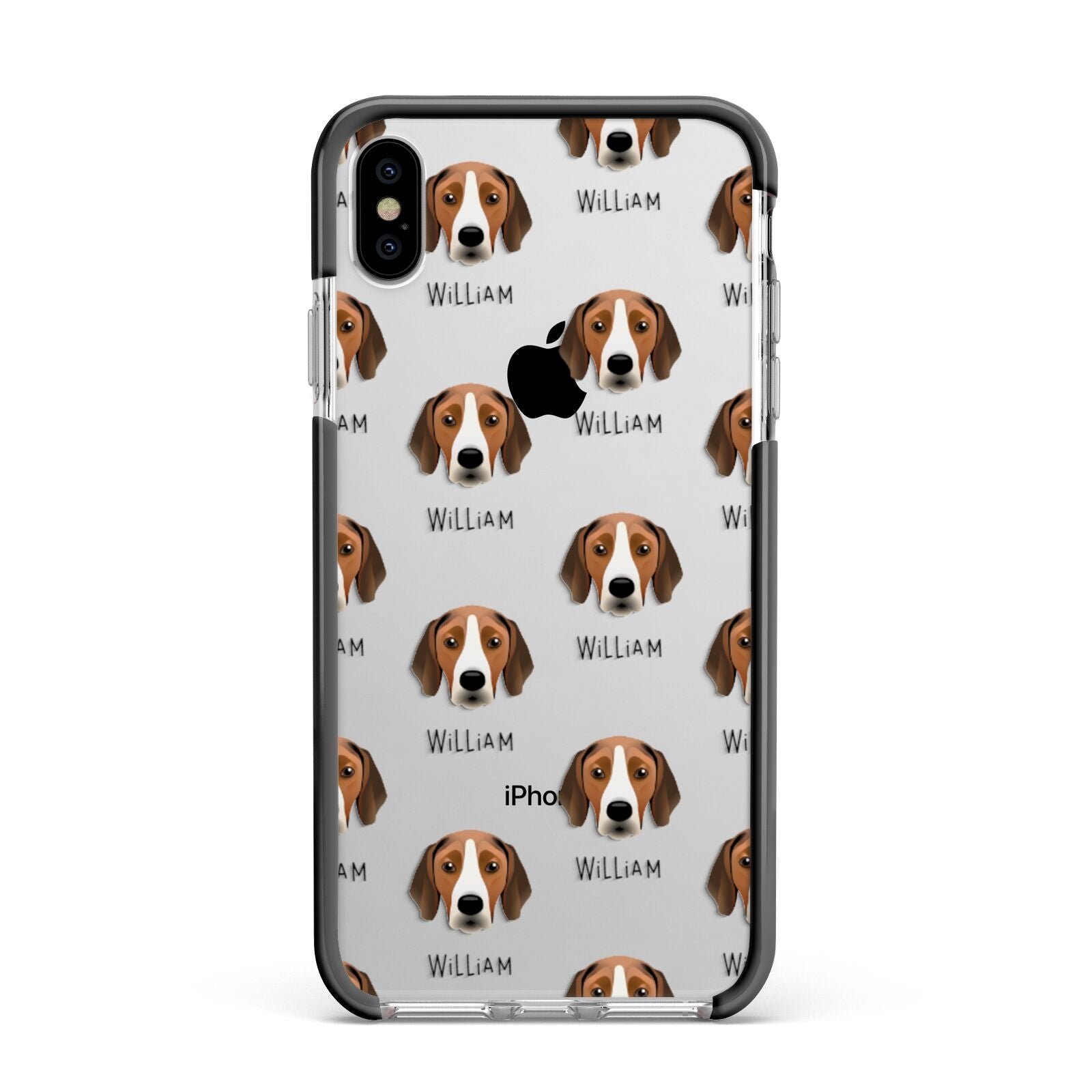 Hamiltonstovare Icon with Name Apple iPhone Xs Max Impact Case Black Edge on Silver Phone