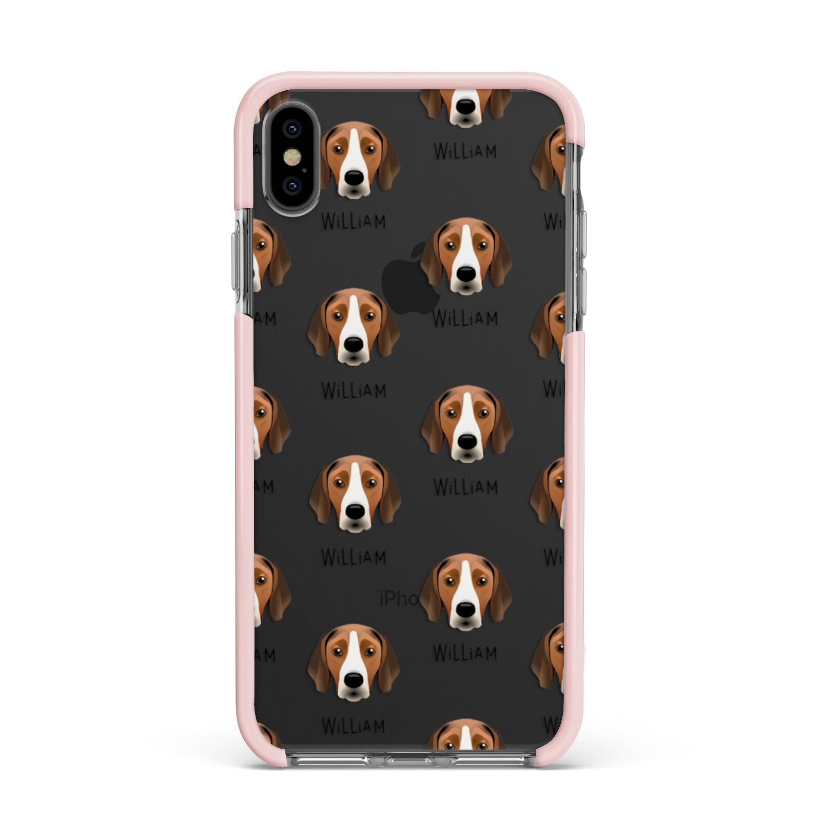 Hamiltonstovare Icon with Name Apple iPhone Xs Max Impact Case Pink Edge on Black Phone