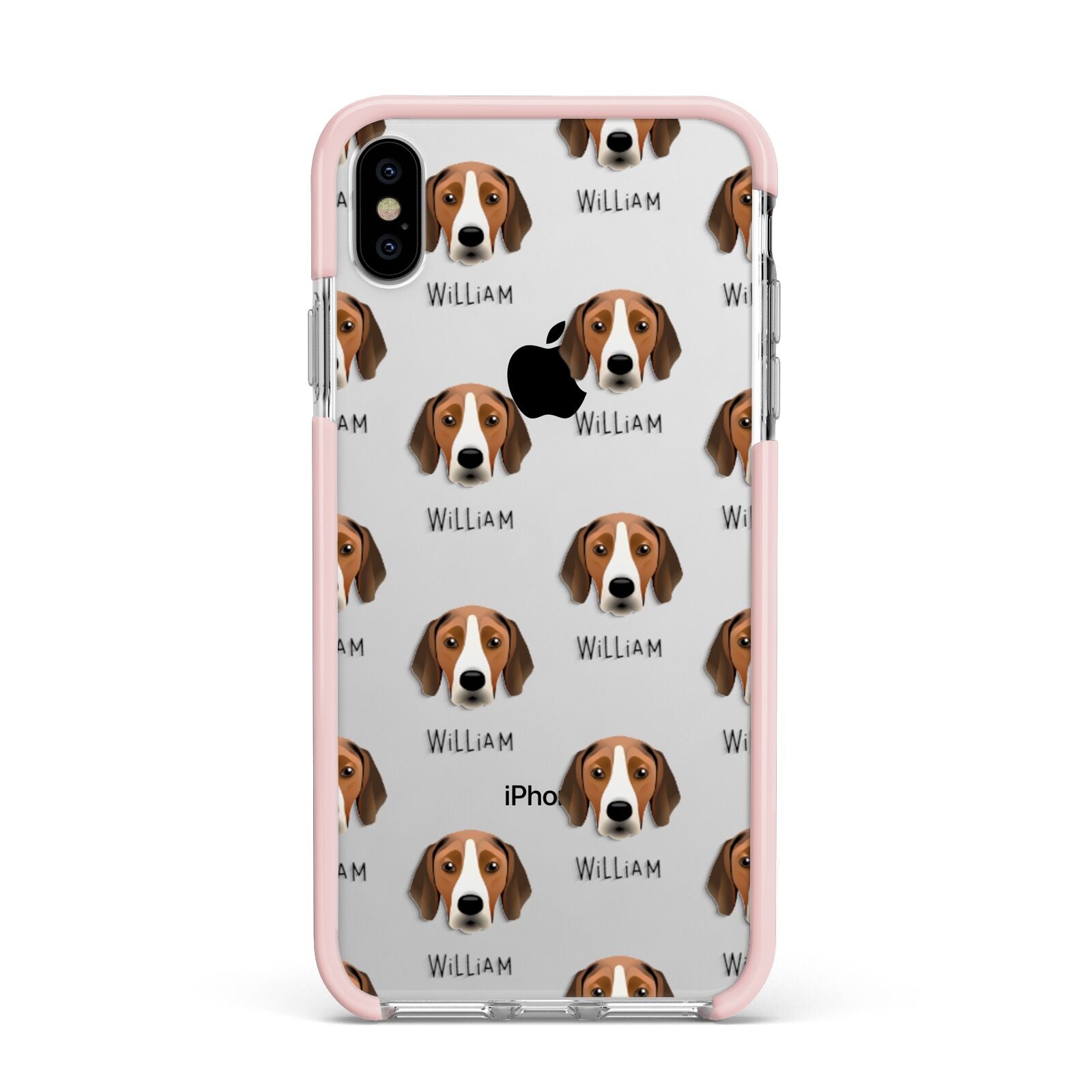 Hamiltonstovare Icon with Name Apple iPhone Xs Max Impact Case Pink Edge on Silver Phone
