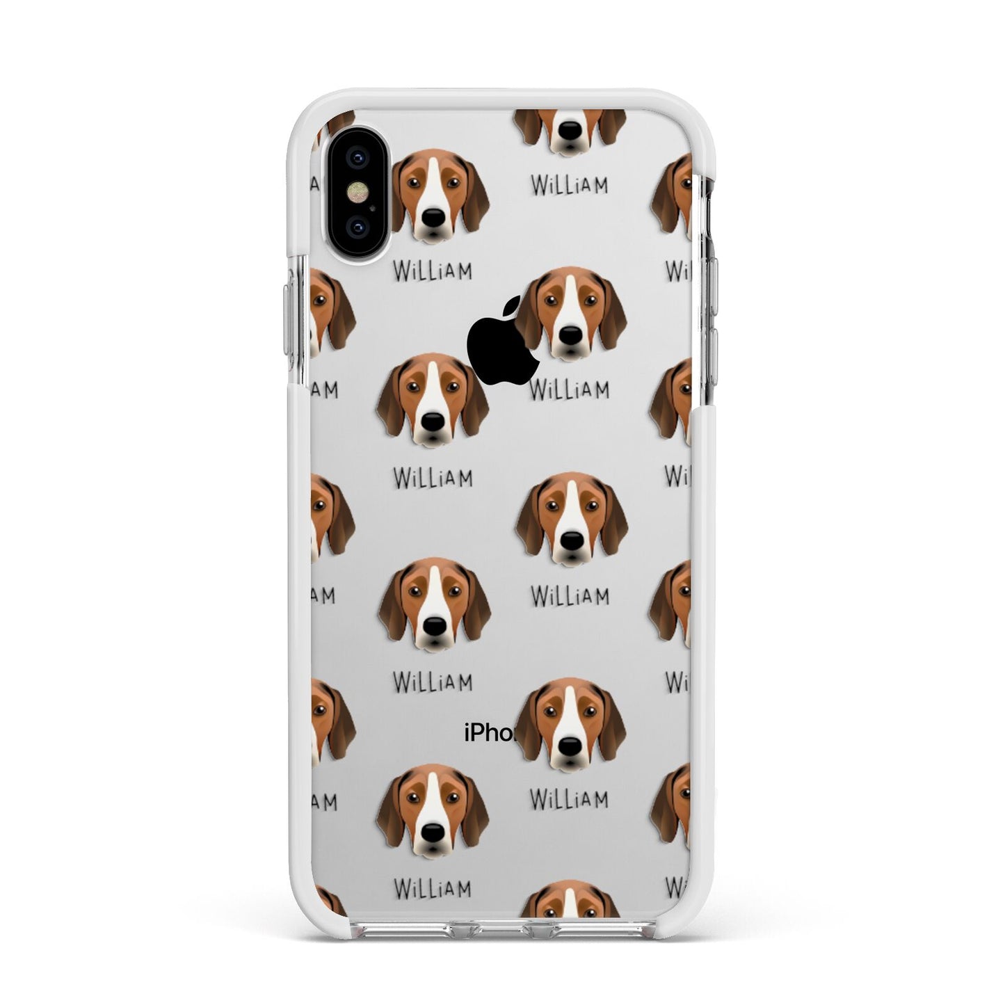Hamiltonstovare Icon with Name Apple iPhone Xs Max Impact Case White Edge on Silver Phone