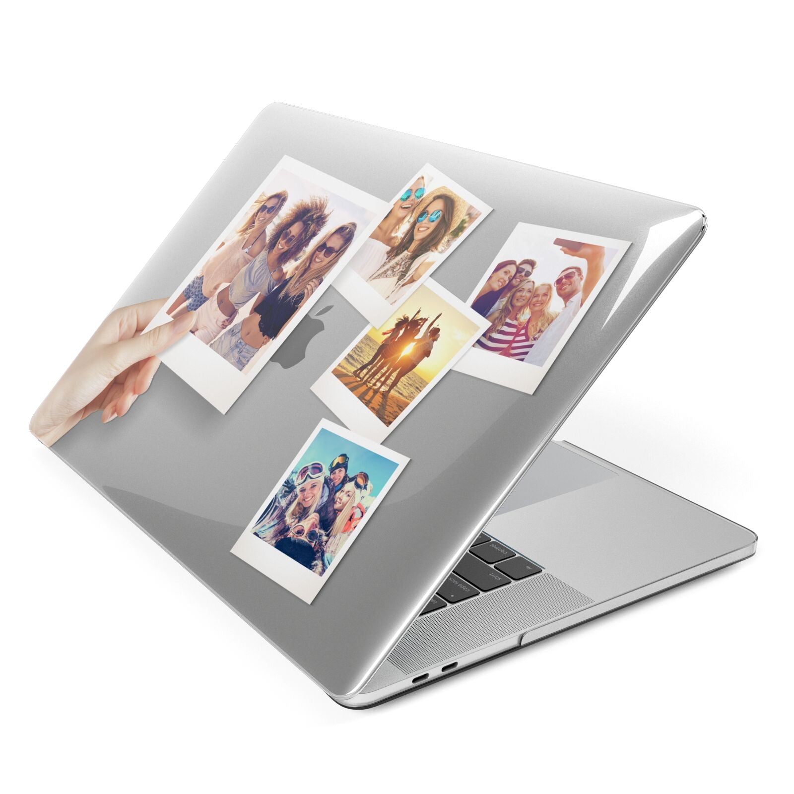 Hand Holding Photo Montage Upload Apple MacBook Case Side View