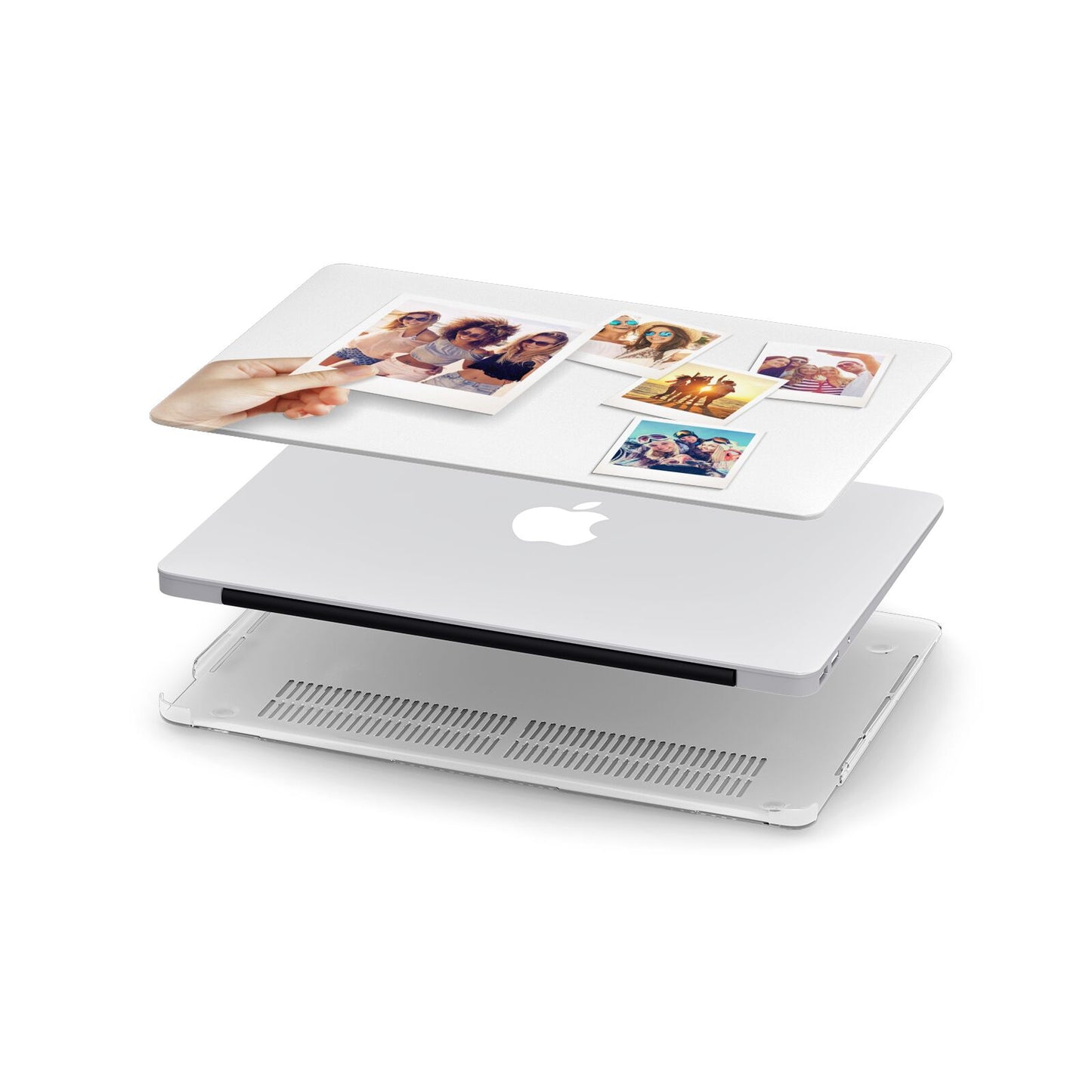 Hand Holding Photo Montage Upload Apple MacBook Case in Detail