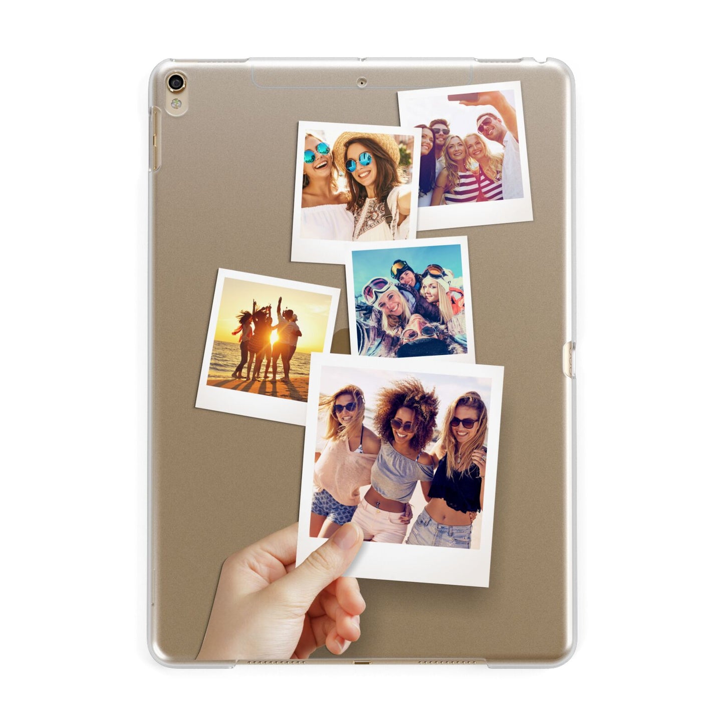 Hand Holding Photo Montage Upload Apple iPad Gold Case