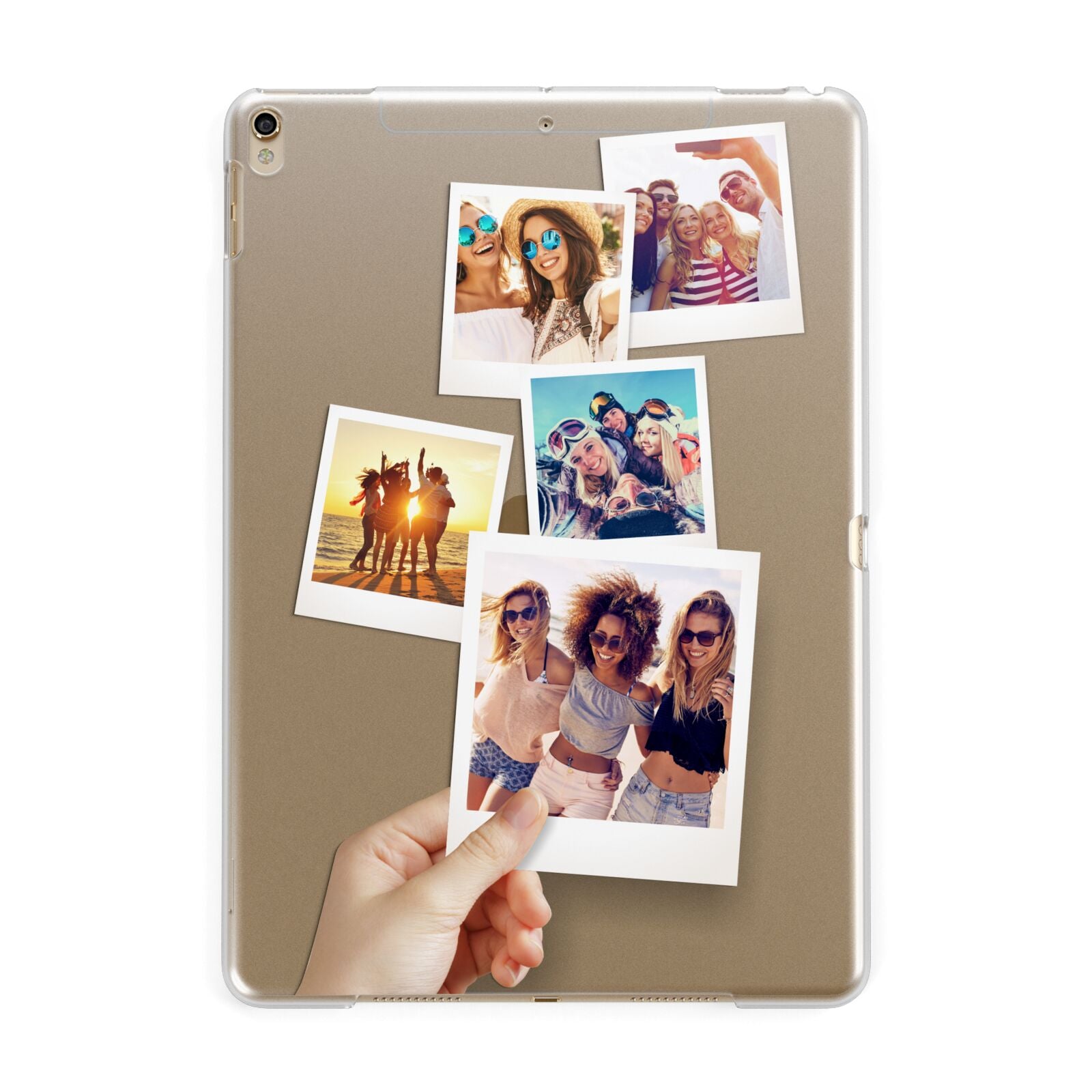 Hand Holding Photo Montage Upload Apple iPad Gold Case