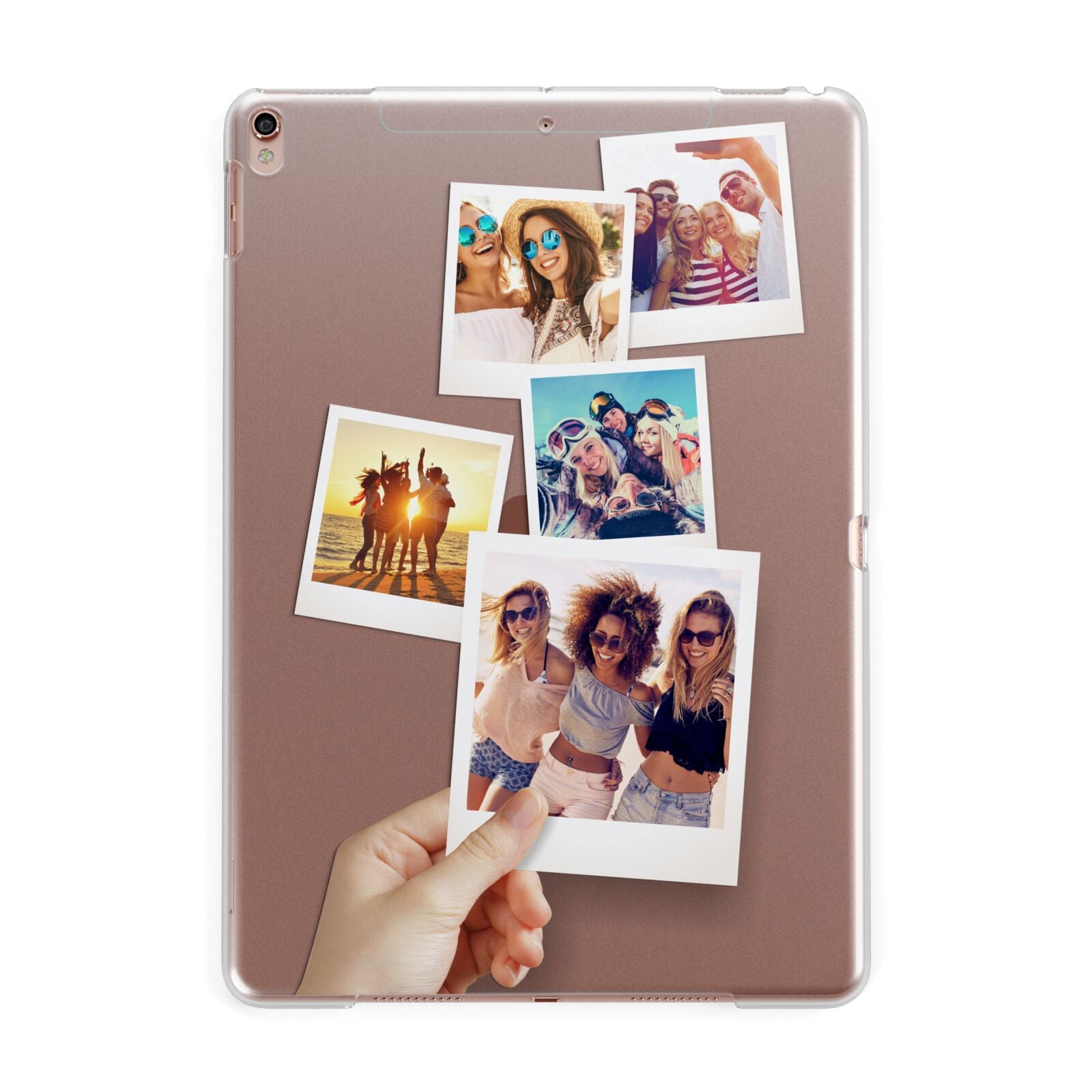 Hand Holding Photo Montage Upload Apple iPad Rose Gold Case