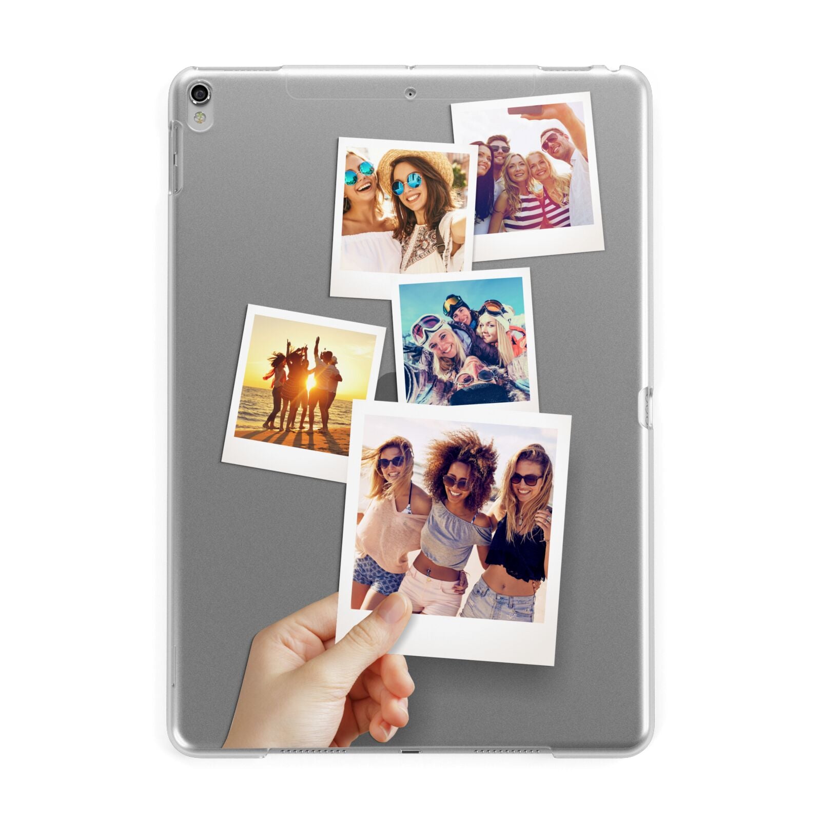 Hand Holding Photo Montage Upload Apple iPad Silver Case