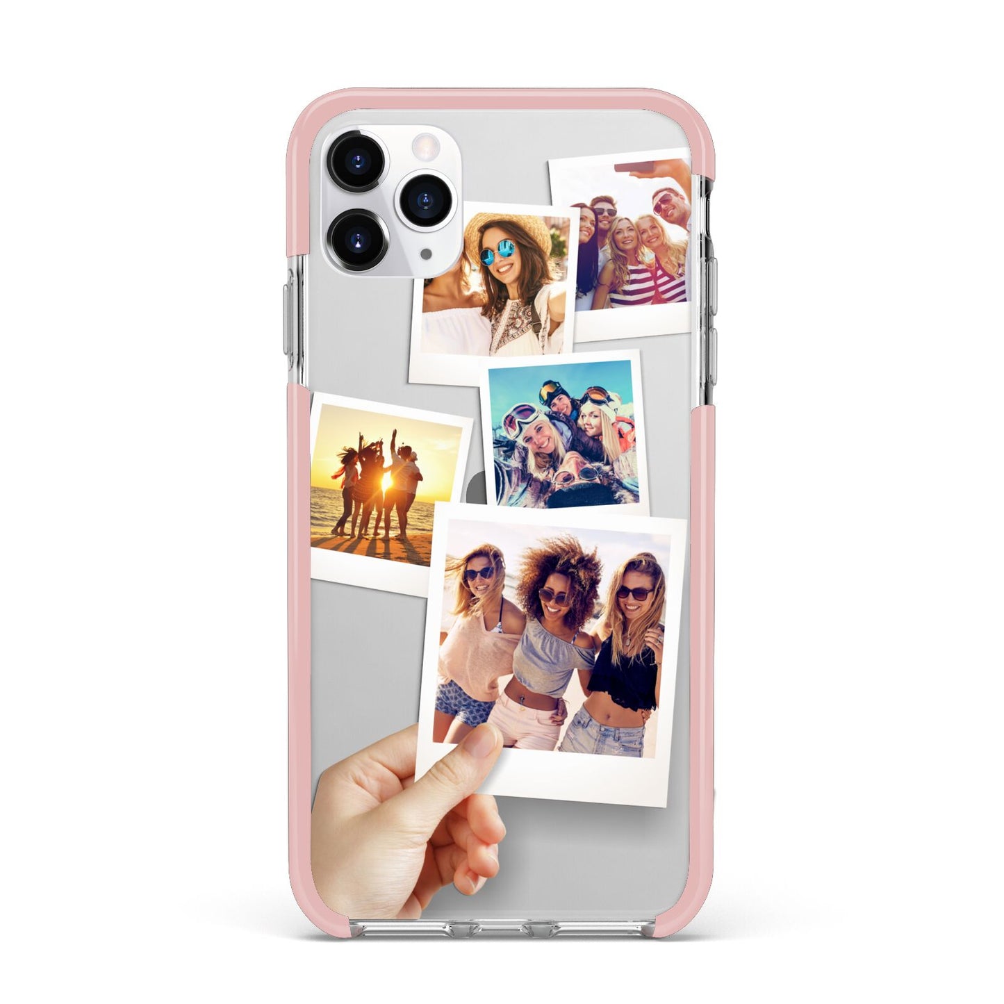 Hand Holding Photo Montage Upload iPhone 11 Pro Max Impact Pink Edge Case
