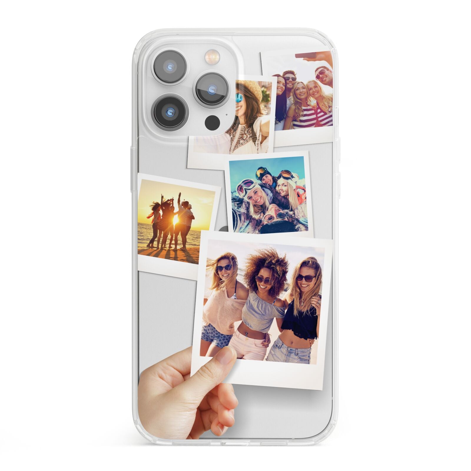Hand Holding Photo Montage Upload iPhone 13 Pro Max Clear Bumper Case