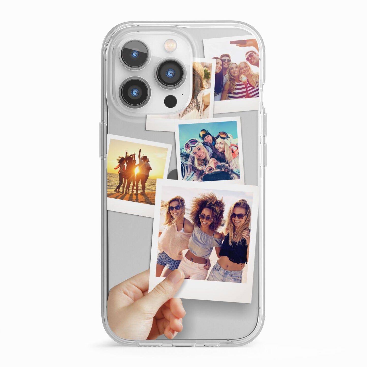 Hand Holding Photo Montage Upload iPhone 13 Pro TPU Impact Case with White Edges