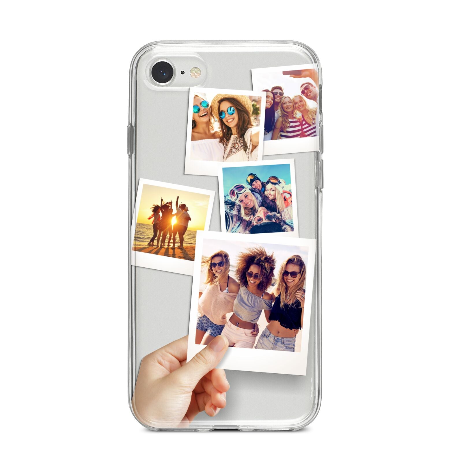 Hand Holding Photo Montage Upload iPhone 8 Bumper Case on Silver iPhone