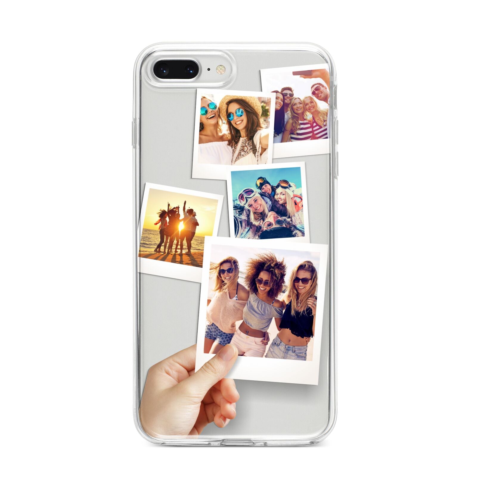 Hand Holding Photo Montage Upload iPhone 8 Plus Bumper Case on Silver iPhone