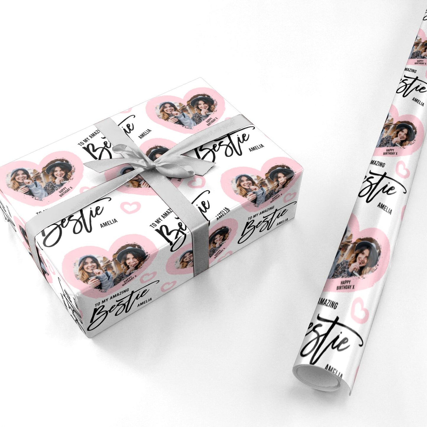 Happy Birthday Bestie Photo Upload Personalised Wrapping Paper