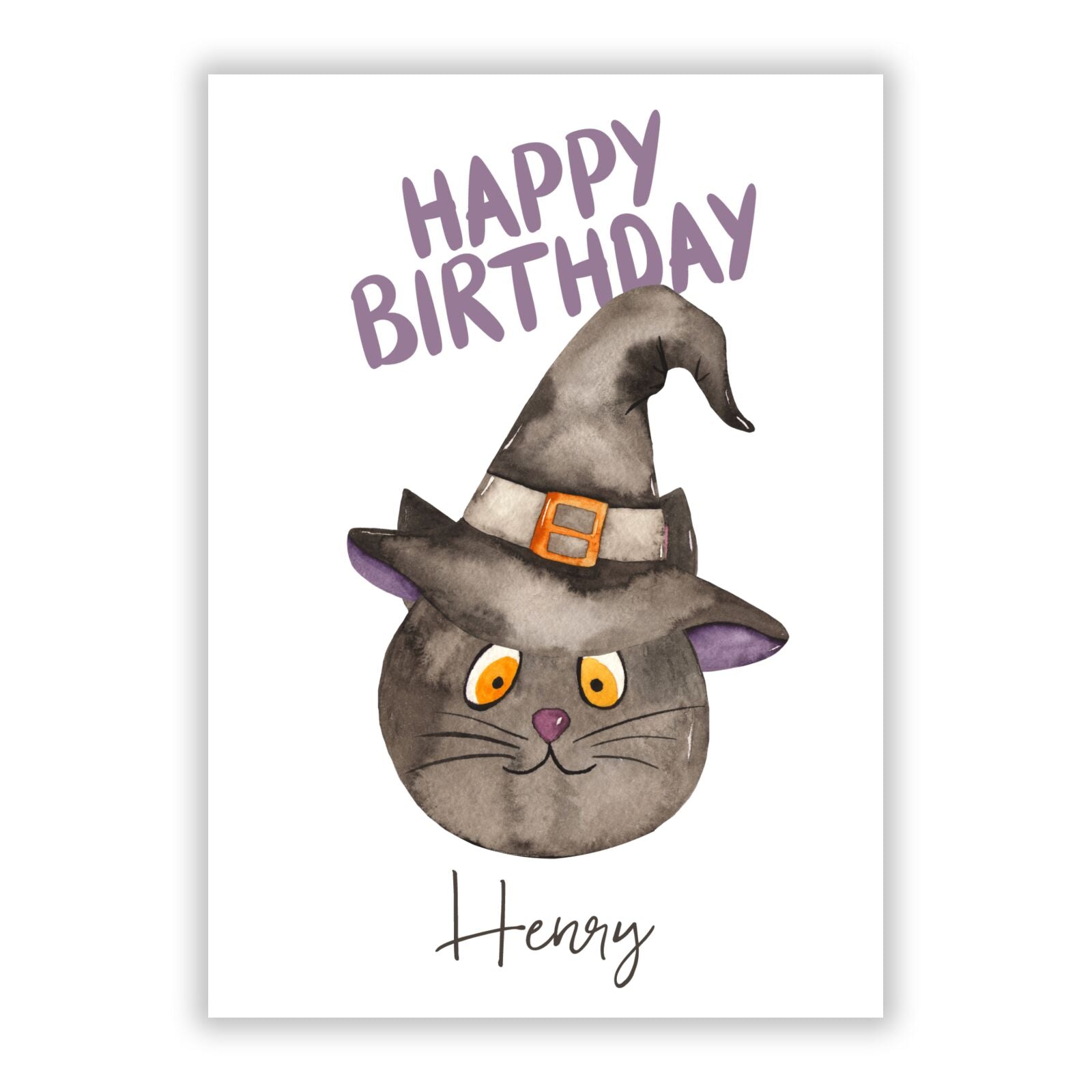Happy Birthday Halloween Cat A5 Flat Greetings Card