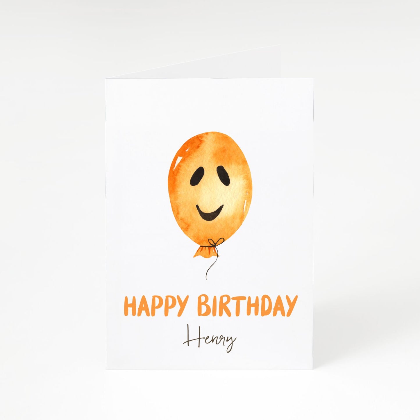 Happy Birthday Orange Halloween Balloon A5 Greetings Card