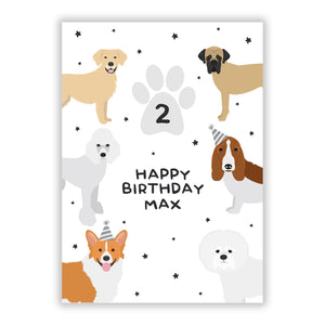Alles Gute zum Geburtstag personalisierte Hunde-Grußkarte