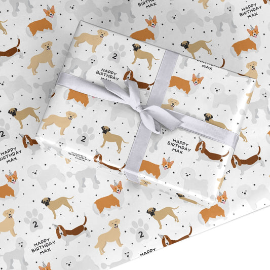 Happy Birthday Personalised Dogs Custom Wrapping Paper
