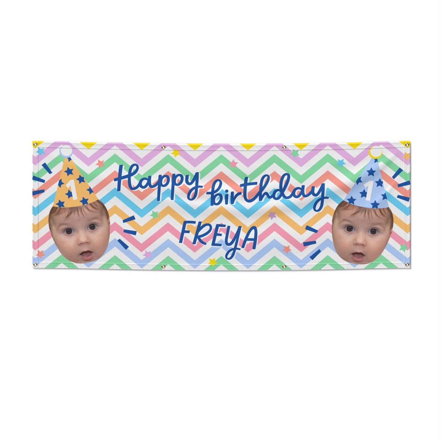 Happy Birthday Personalised Face 6x2 Vinly Banner with Grommets