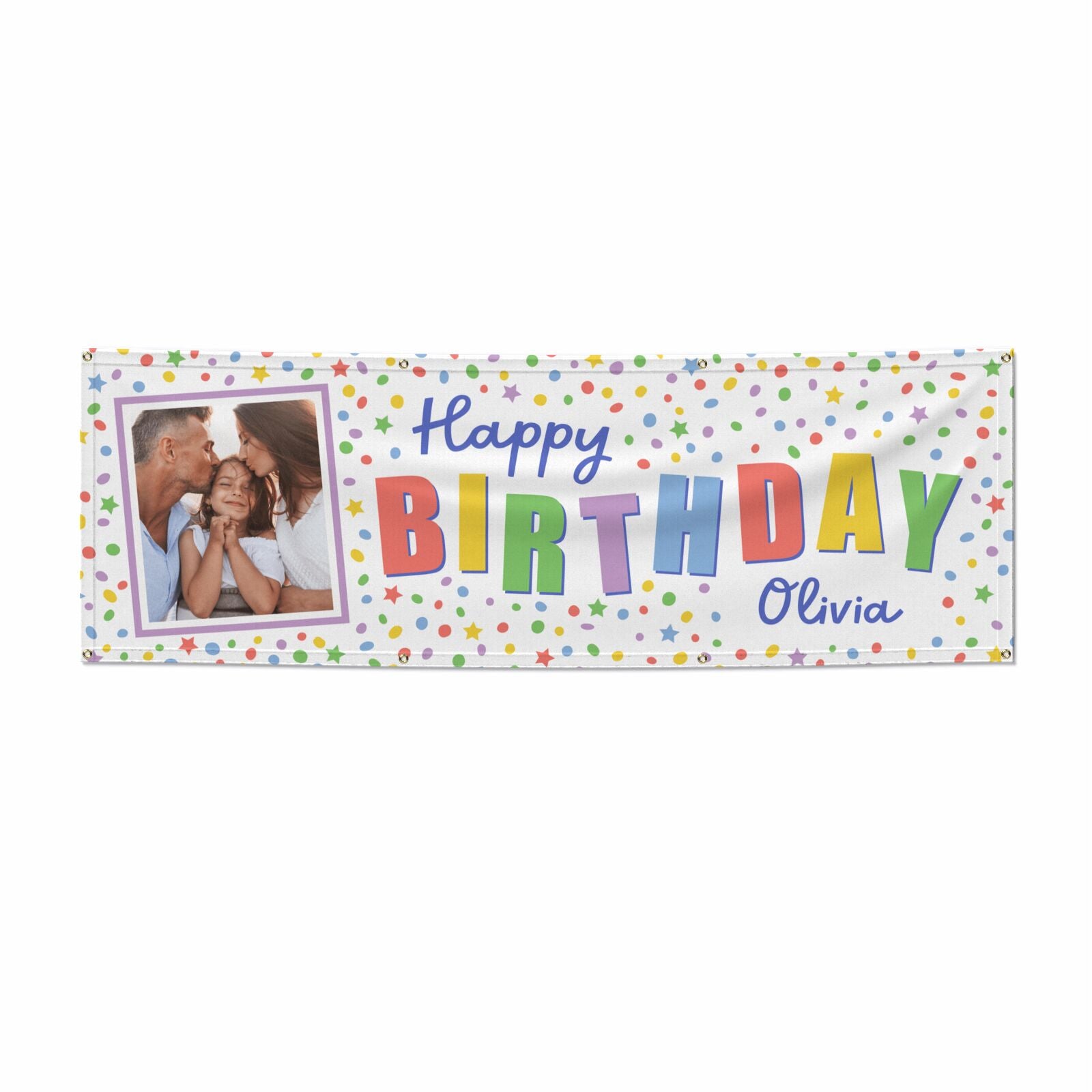 Happy Birthday Personalised Photo Upload 6x2 Vinly Banner with Grommets