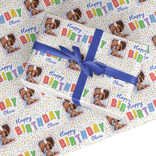Happy Birthday Personalised Photo Upload Custom Wrapping Paper
